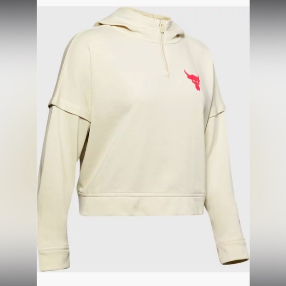 Under Armour Tops - Under Armour Womens Project Rock Terry Hoodie 1351807 Summit White/Versa Red